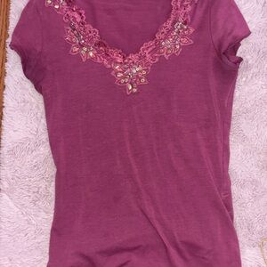 Y2k sequin floral lace top